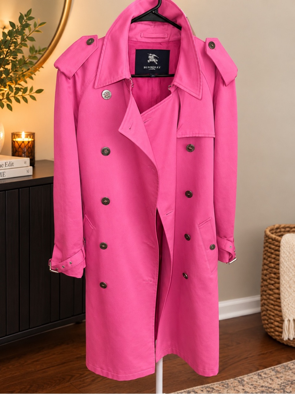 Burberry Pink Trench Coat Size 10